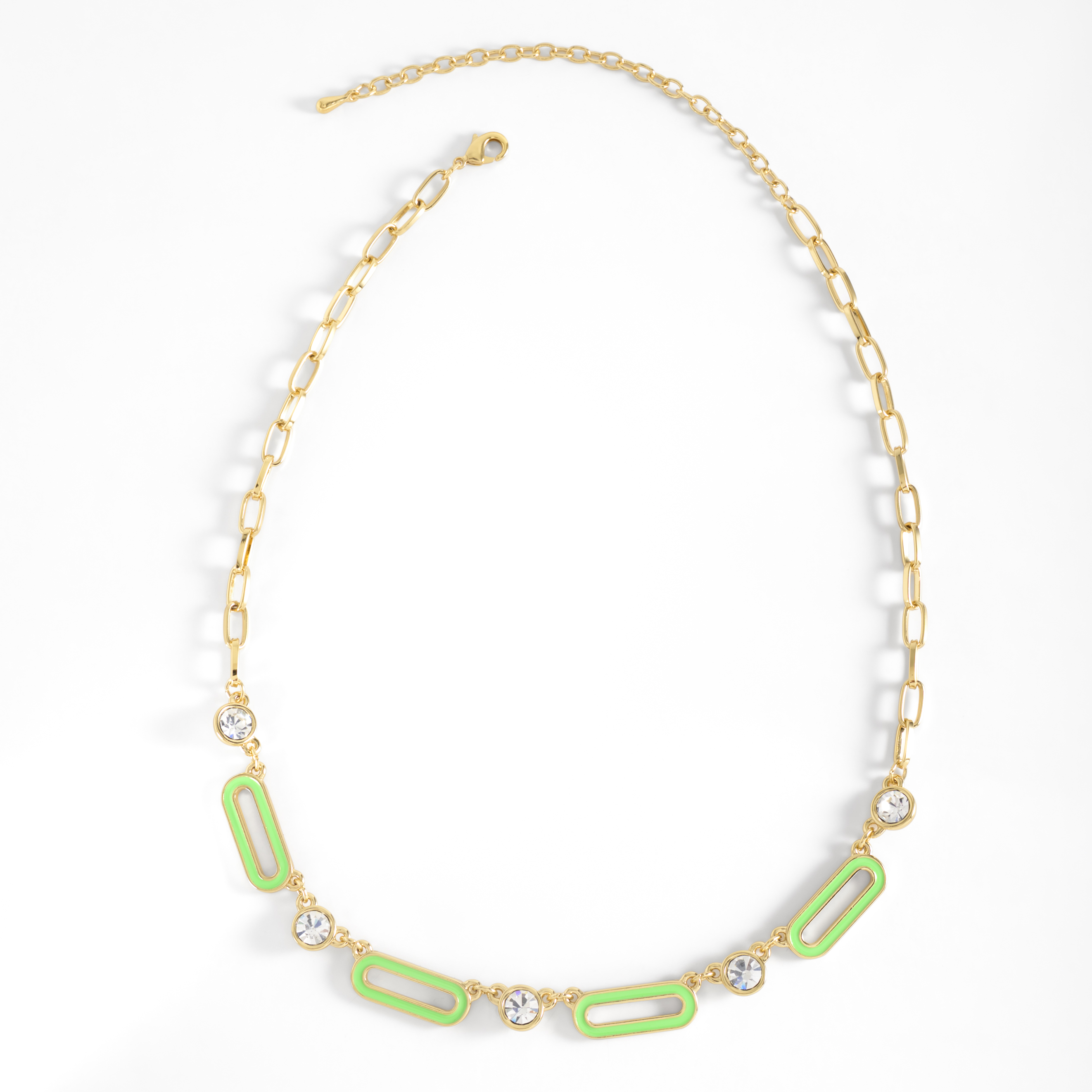 Collar de oro con dijes verde y cristal elegante