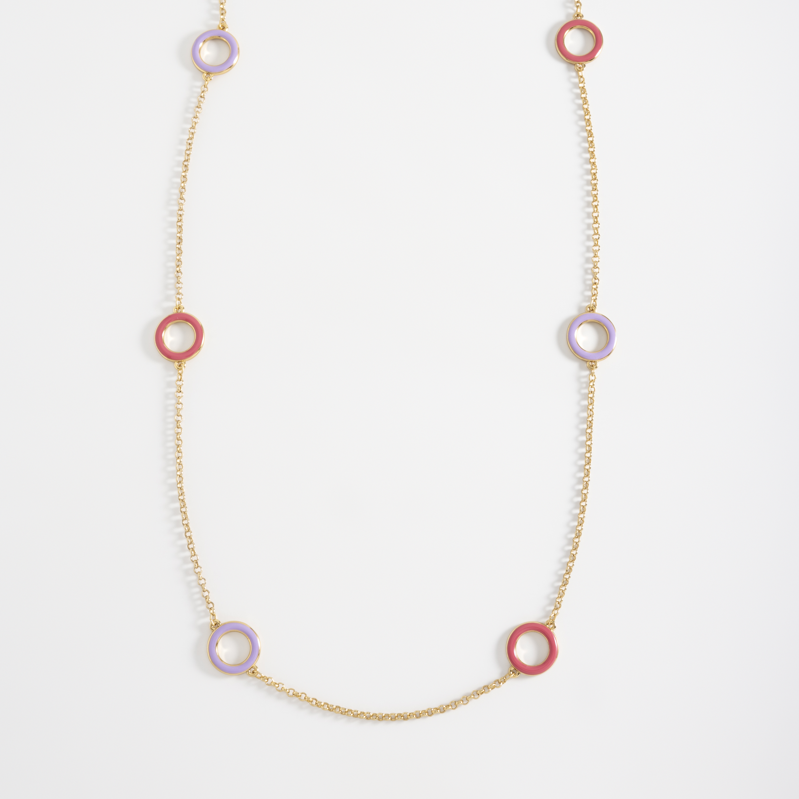 Collar con dijes circulares baño de oro 18k