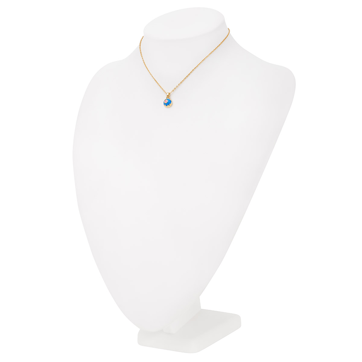 Este divertido collar es perfecto para las pequeñas del hogar. Con un dije en forma de pelota, con esmalte en tono azul y una estrella en tono rosa en el centro en baño de oro. El accesorio perfecto para combinar con pulsera y aretes.
-        Collar
-        34 cm + 5 cm ext.
-        Baño de Oro
-        Esmalte en tono azul y rosa
