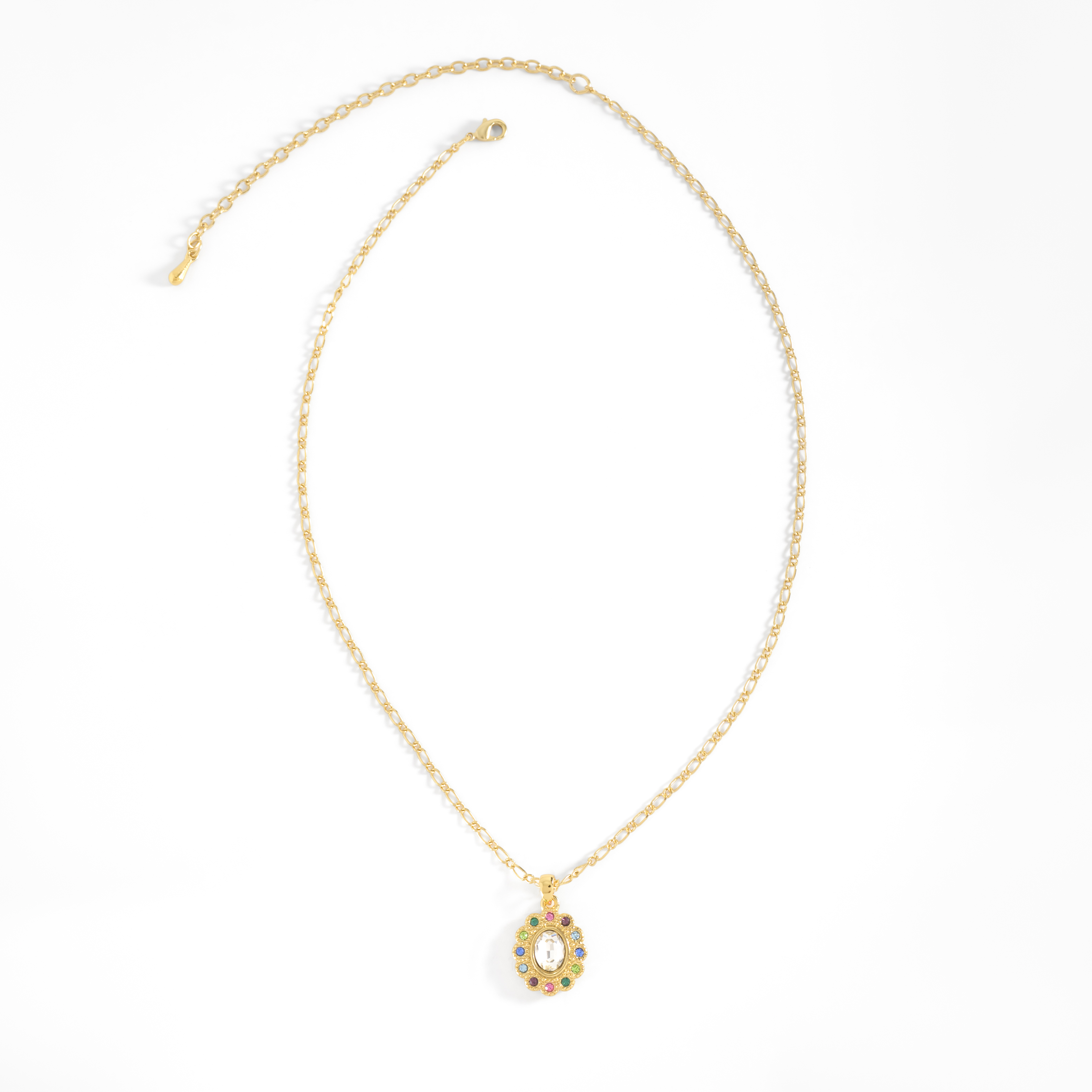 Collar en baño de oro 18k con piedra tono cristal