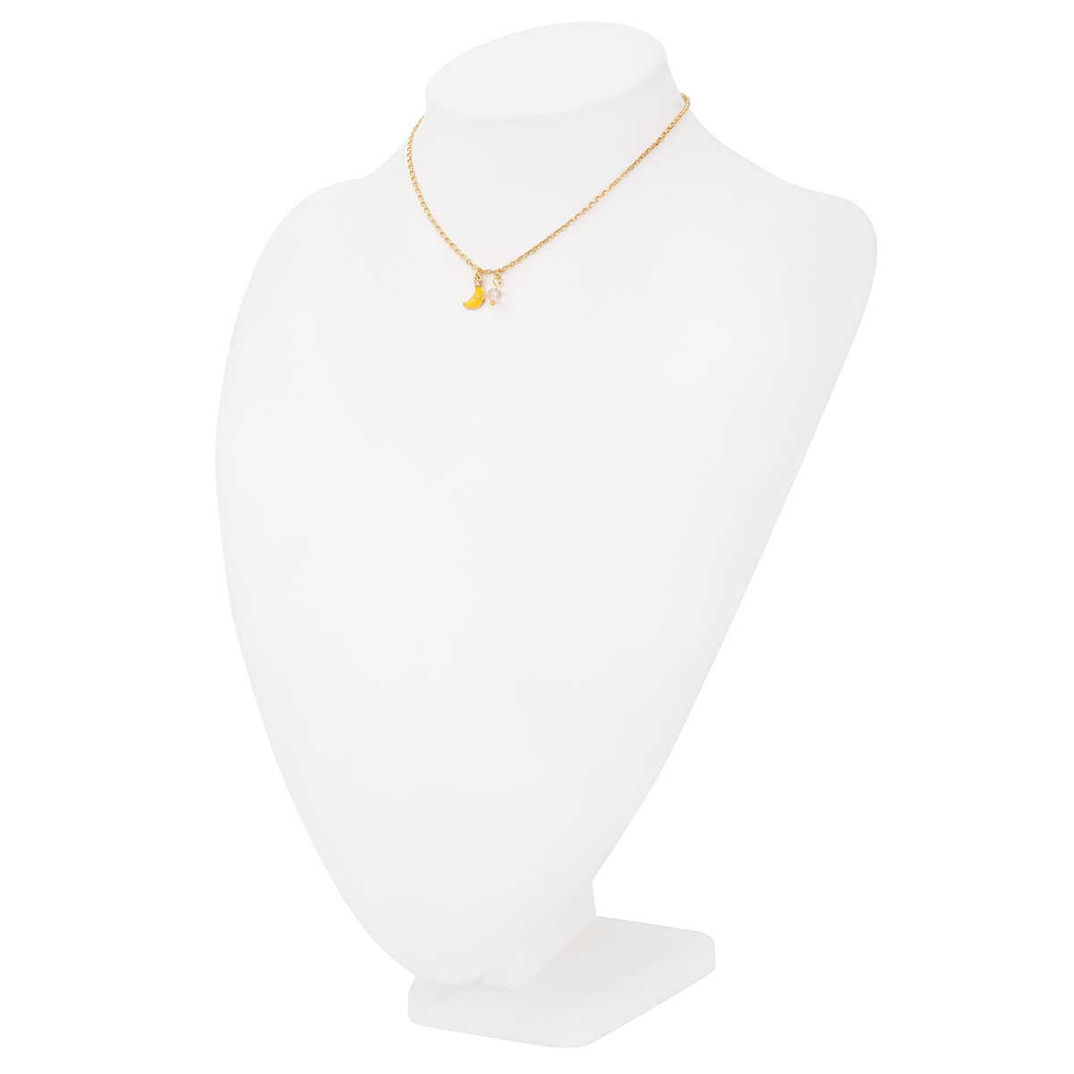 Collar en baño de oro con dijes de platanito y rosa