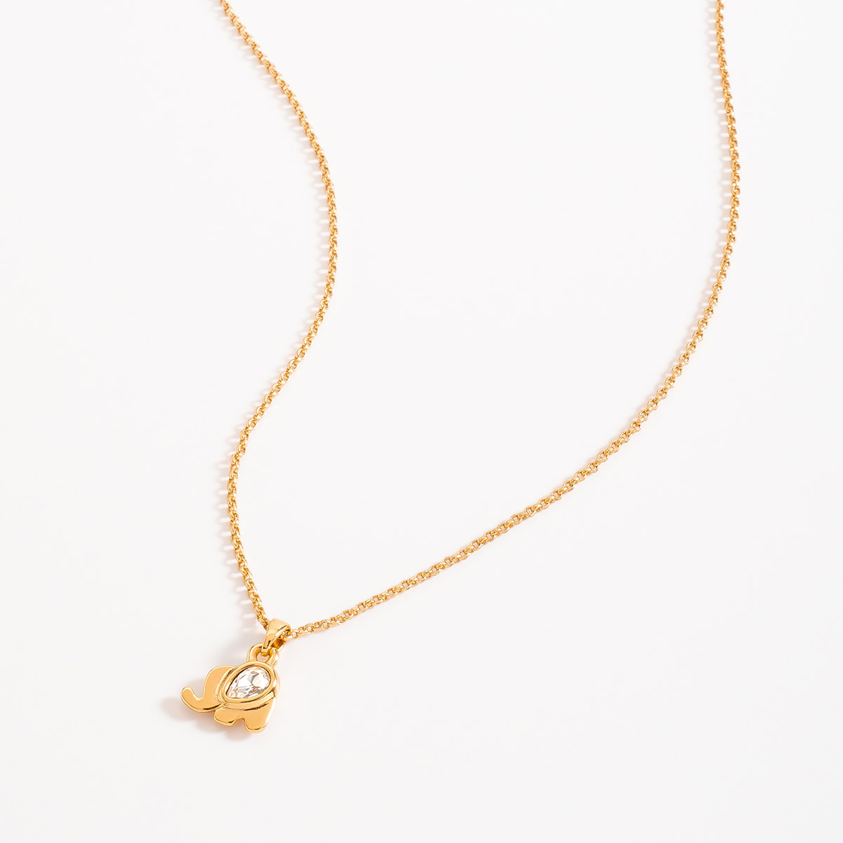 Collar Elefante Dorado con Piedra Cristal de Protección Collar Elefante Dorado con Piedra Cristal de Protección