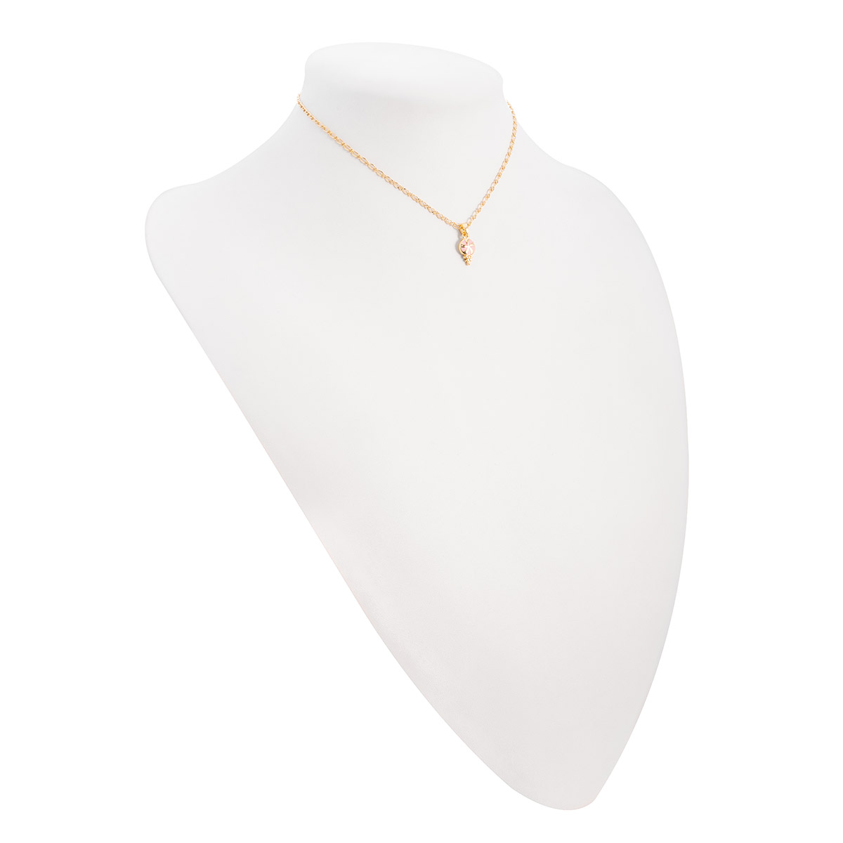 Collar en baño de oro con dije de paleta en esmalte rosa pastel
