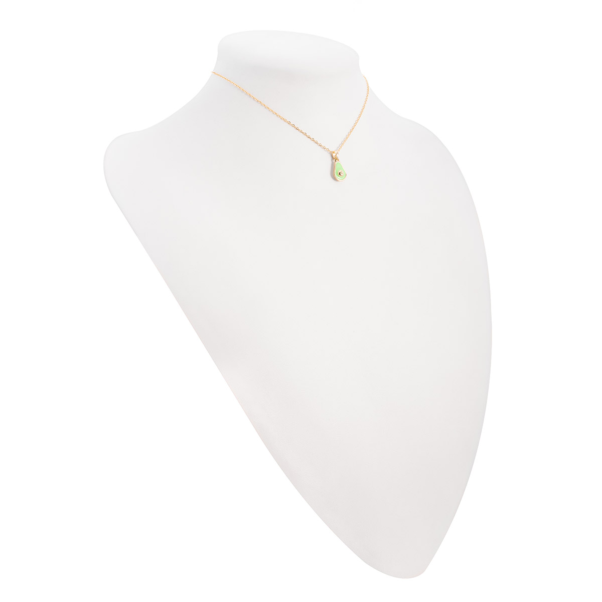 Collar en baño de oro con dije de aguacate en esmalte verde claro