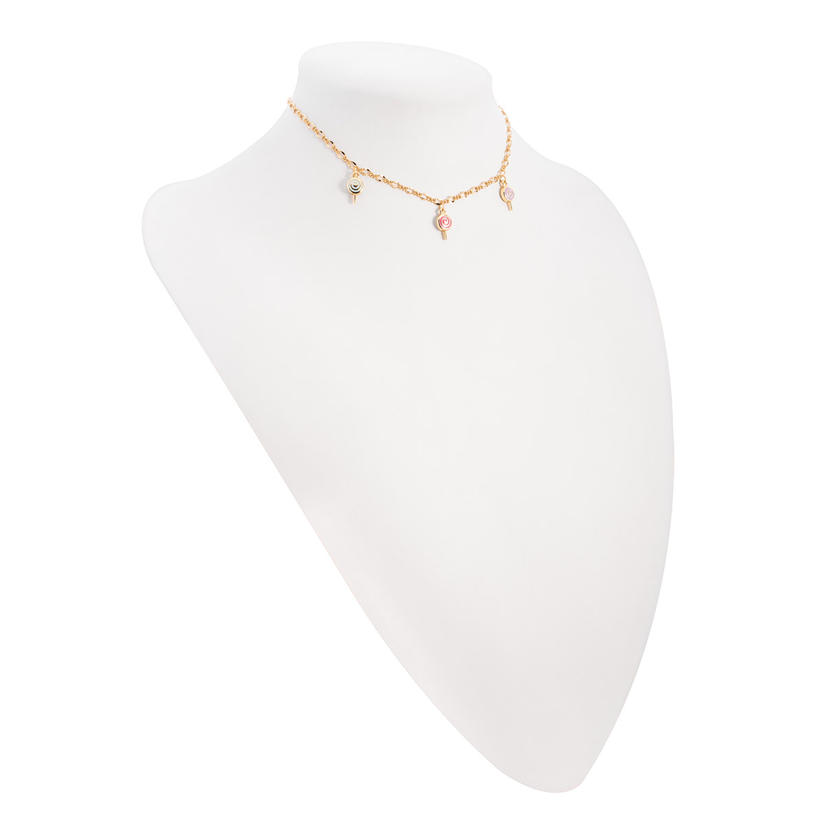 Collar en baño de oro con dijes de paleta en esmalte en tonos pastel