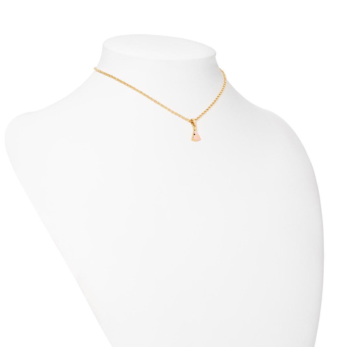 Collar en baño de oro dije rebanada pastel rosa y lila