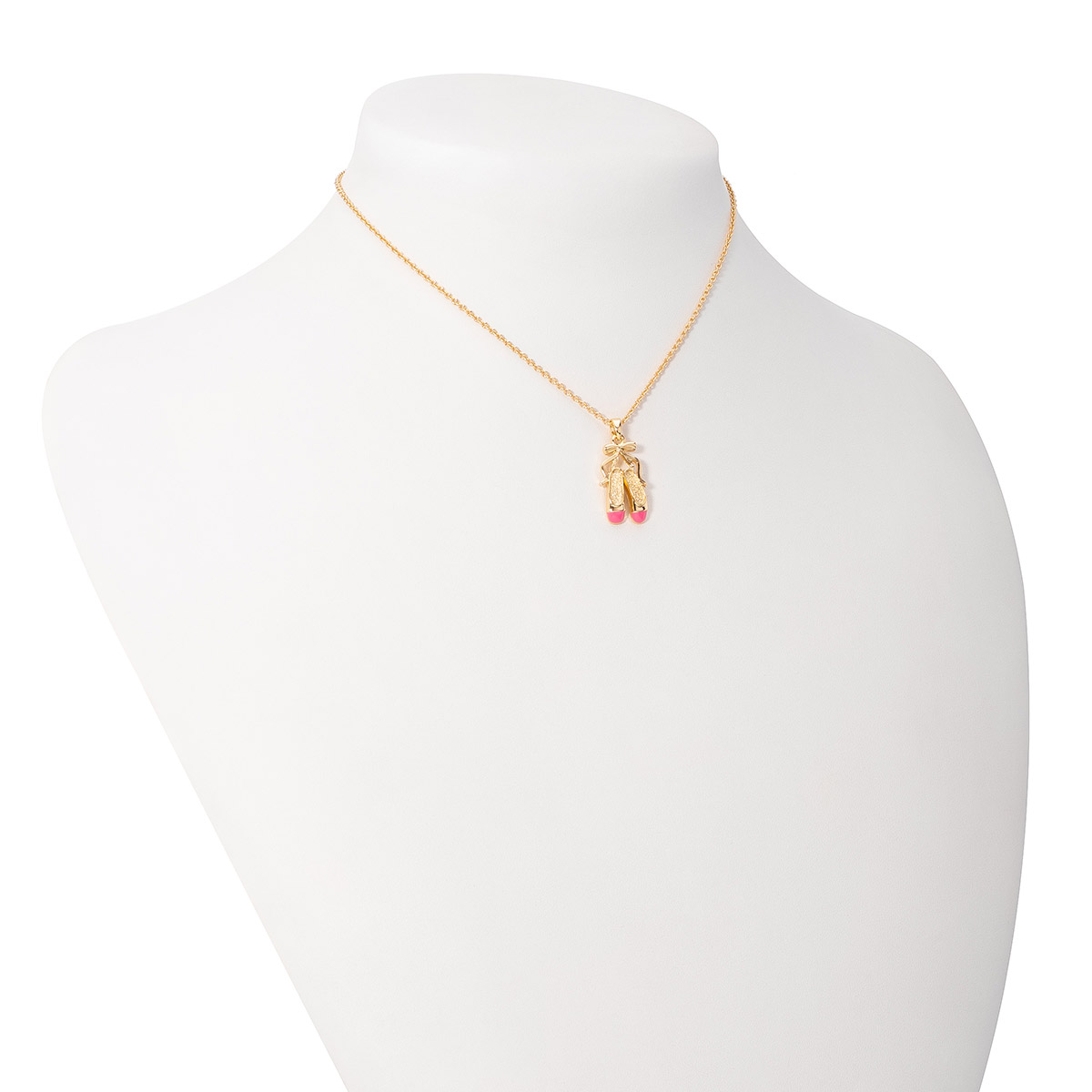 Collar en baño de oro dije zapatillas detalladas en rosa