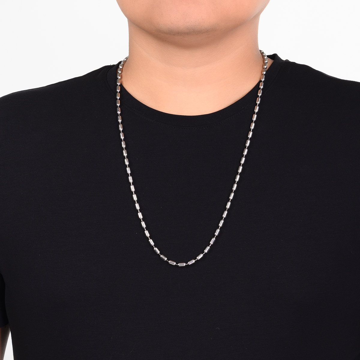 Collar en baño de rodio cadena tubular eslabón pequeño