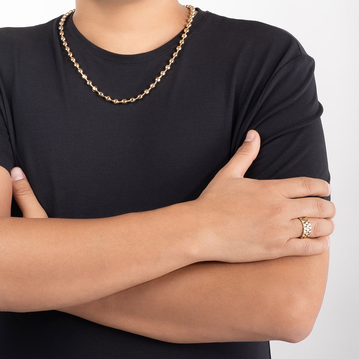 Collar en baño de oro cadena de esferas diseño clásico