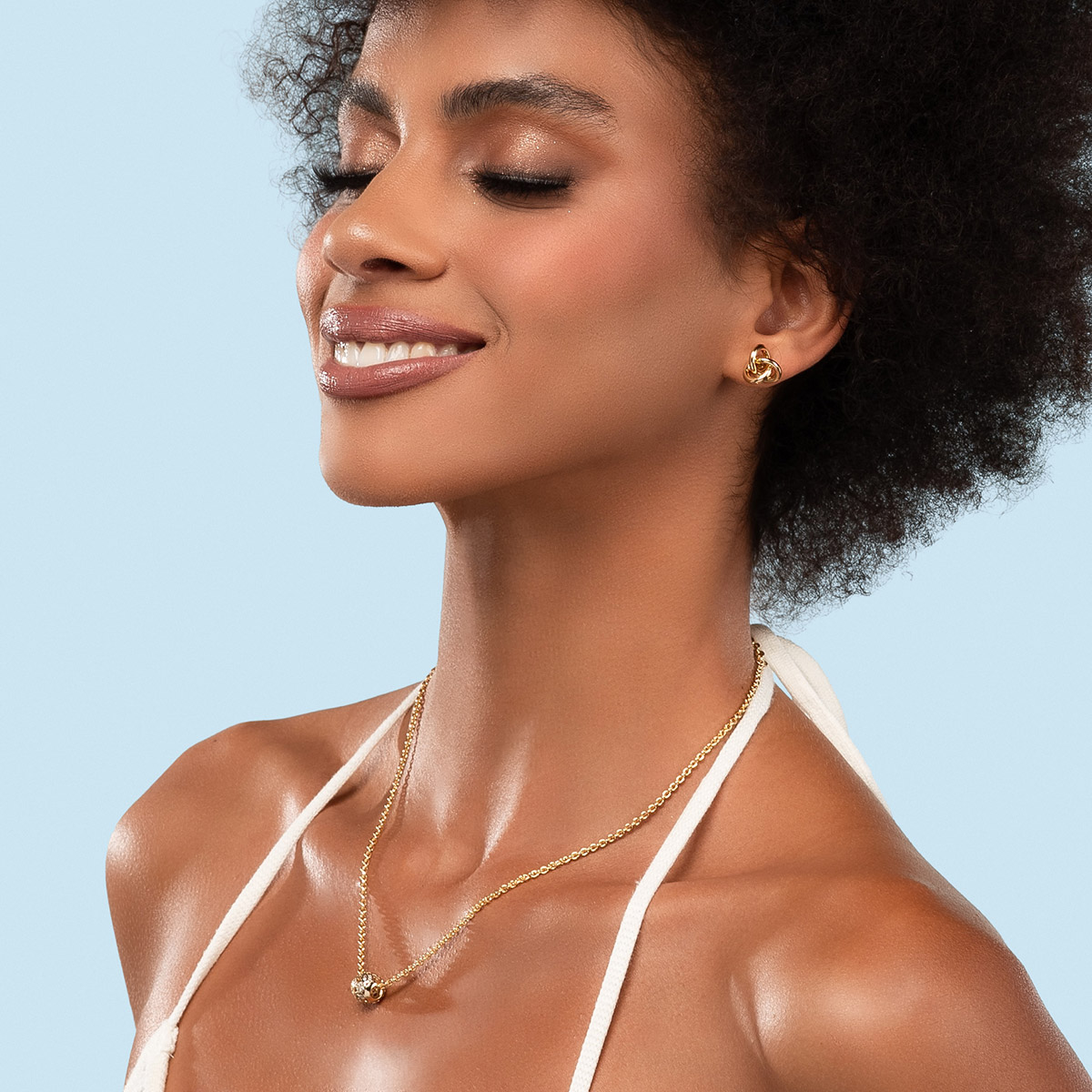 Collar en baño de oro dije esfera piedras rosa brillante