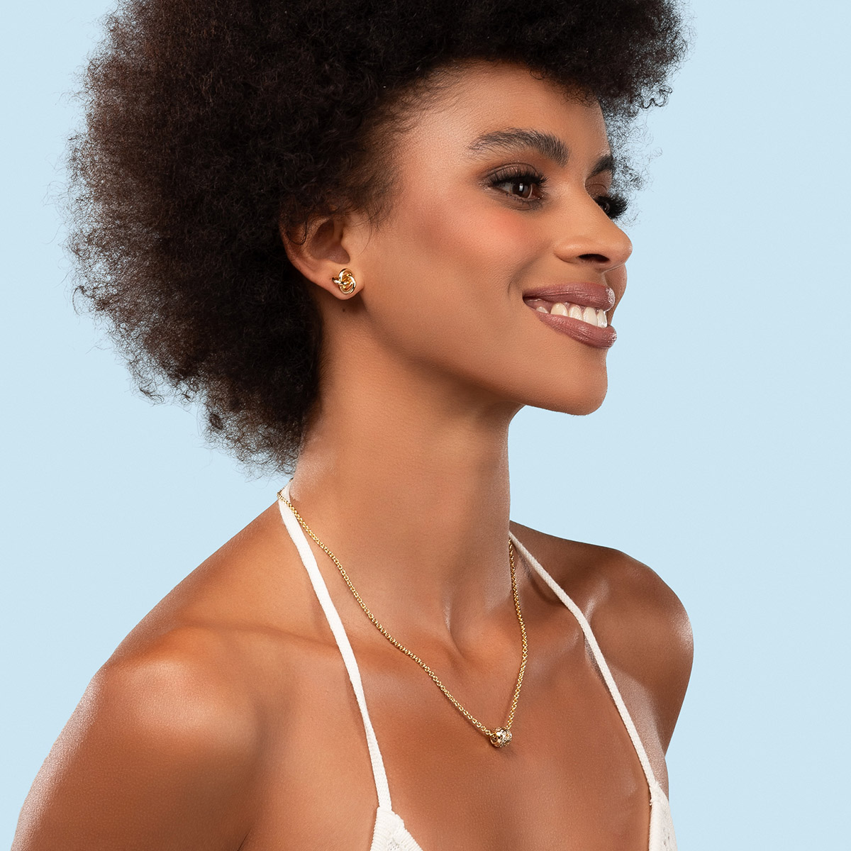 Collar en baño de oro dije esfera piedras rosa brillante