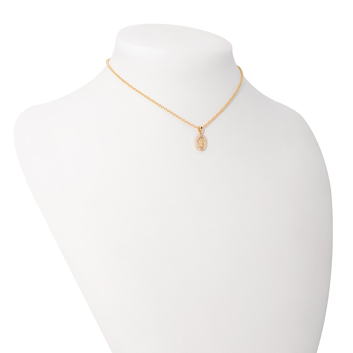 Collar en baño de oro medalla ovalada piedras brillante