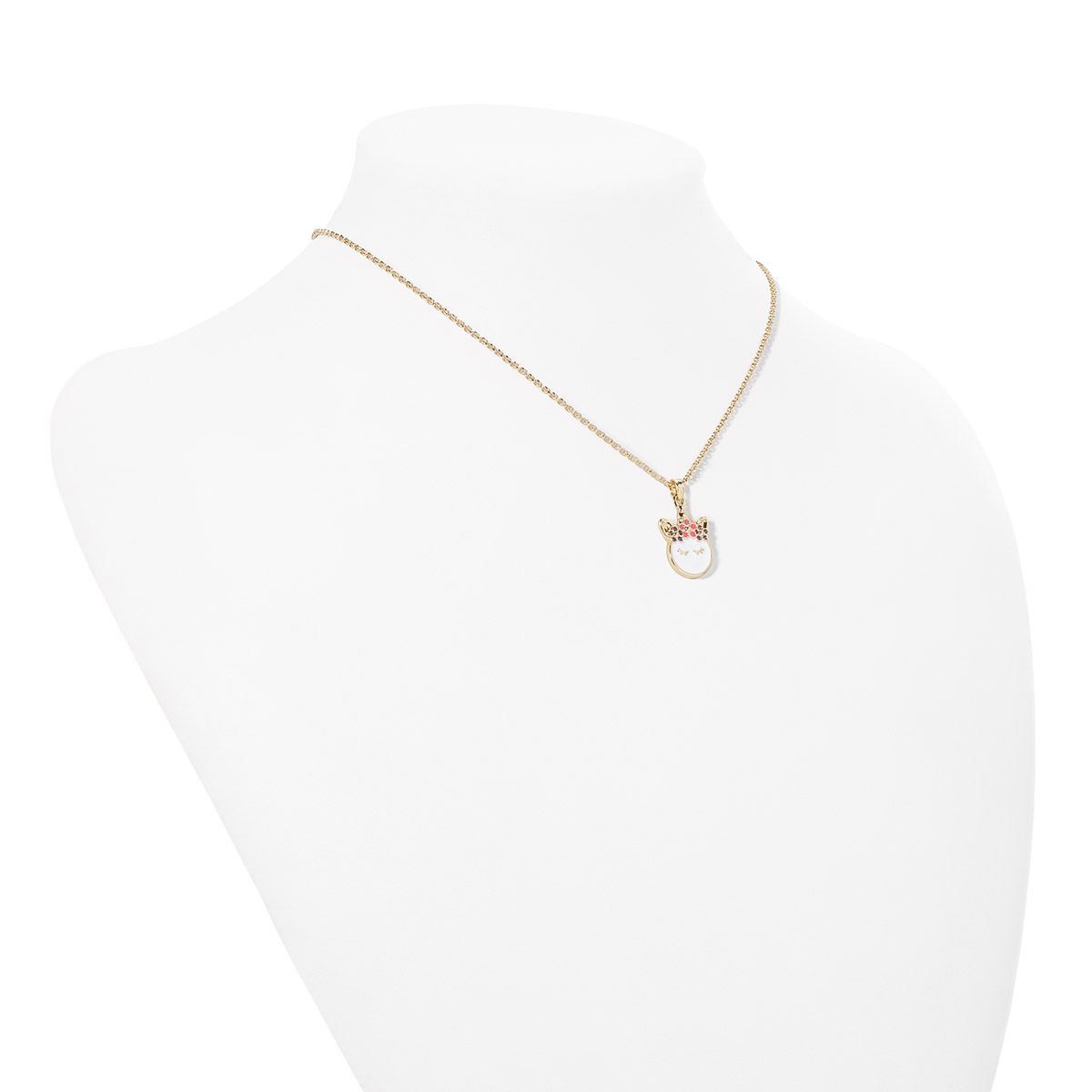 Collar en baño de oro con dije unicornio y piedras brillantes