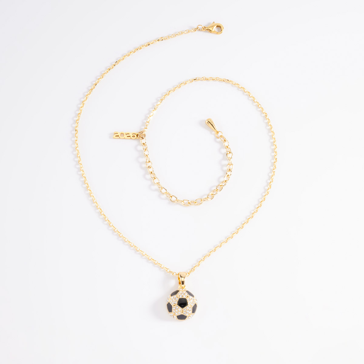 Collar en baño de oro dije balón con toque brillante 42 cm más 10 cm