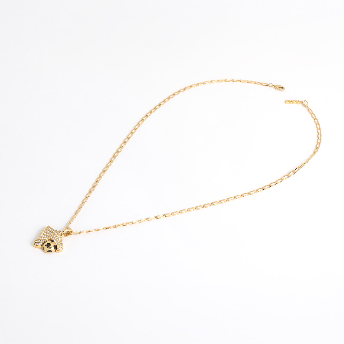 Collar en baño de oro dije balón y ala toque brillante 60 cm