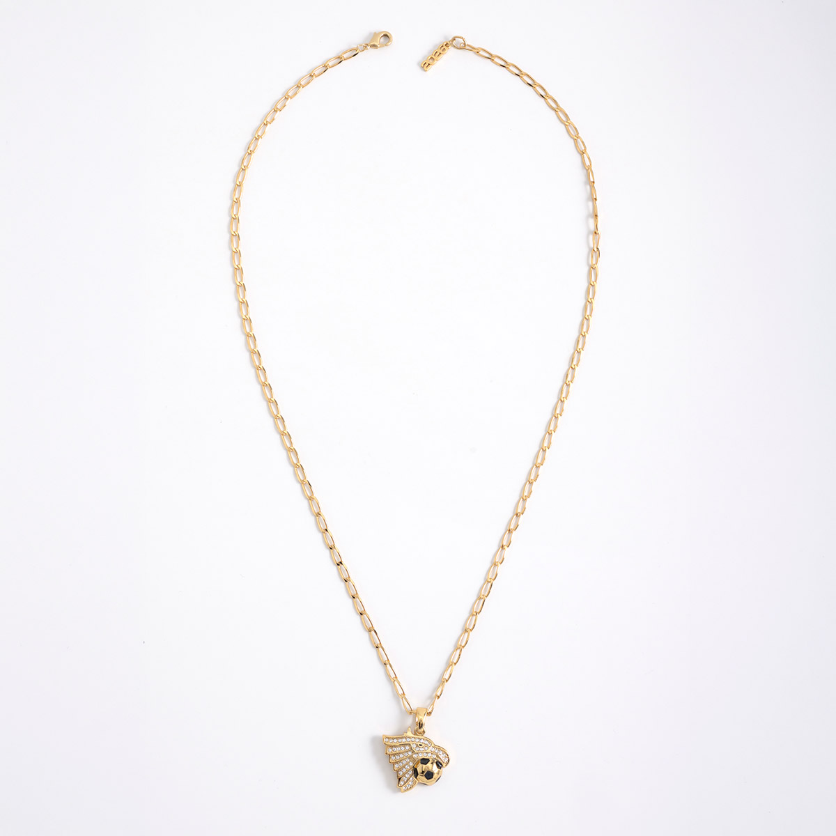 Collar en baño de oro dije balón y ala toque brillante 60 cm