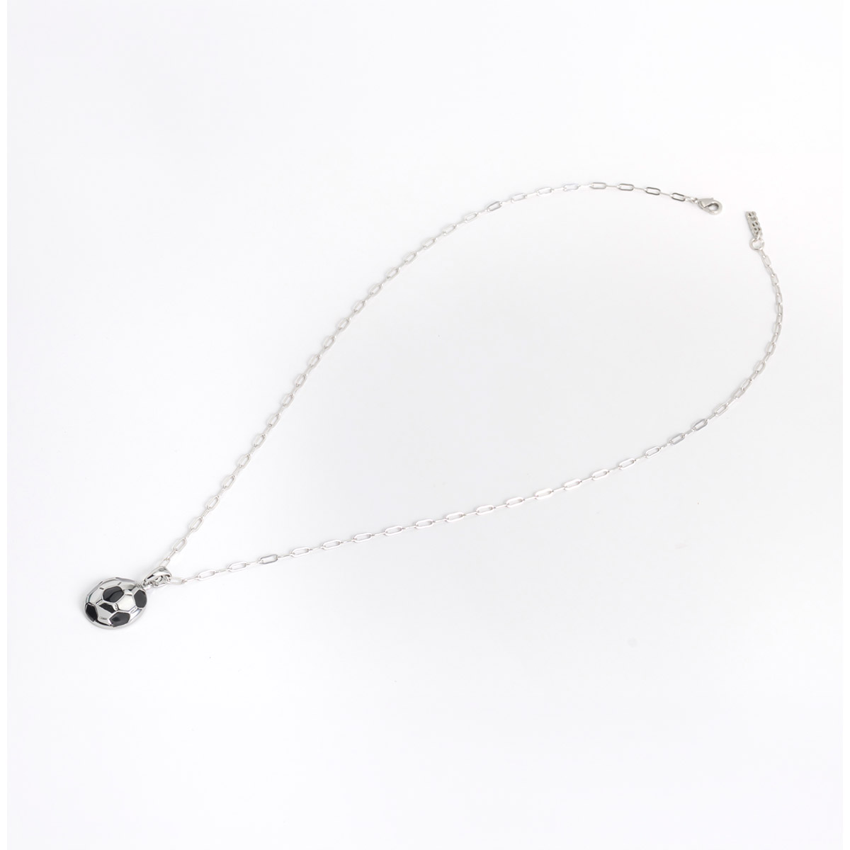Collar en baño de rodio dije balón cadena de eslabones 60 cm