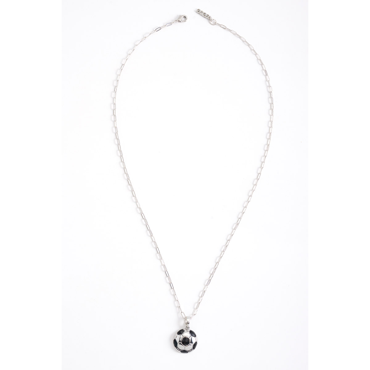 Collar en baño de rodio dije balón cadena de eslabones 60 cm