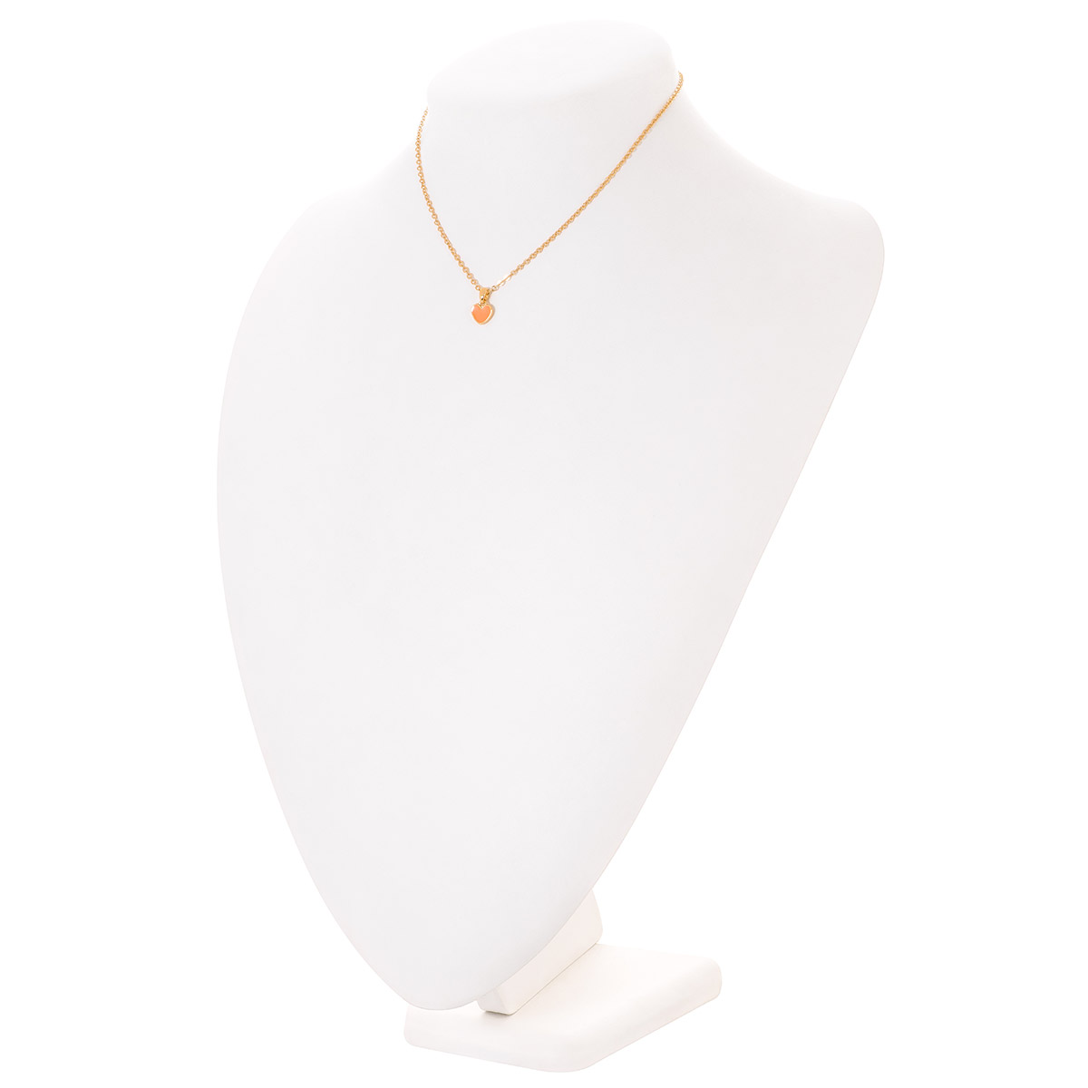 Collar en baño de oro dije corazón esmalte tono naranja